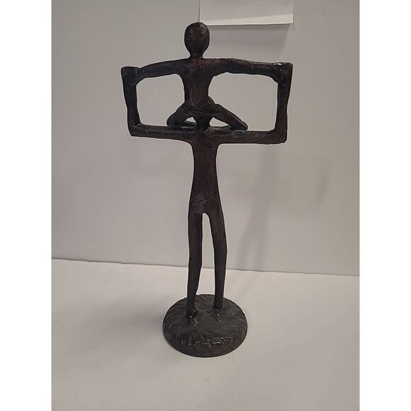 Dad Son Figurine Iron Metal Father & Son Sculpture 15" tall Parent Child - Picture 5 of 8